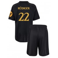 Fotbalové Dres Real Madrid Antonio Rudiger #22 Dětské Alternativní 2023-24 Krátký Rukáv (+ trenýrky)